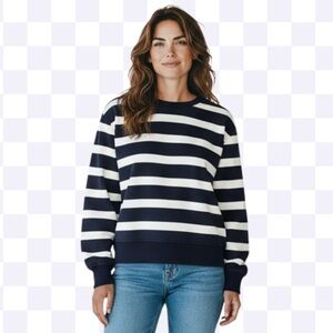 Navy and White Striped Sweatshirt